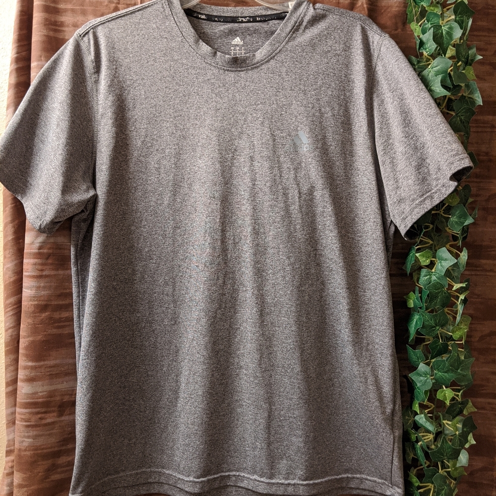 Adidas climalite gray running workout shirt sz Lge